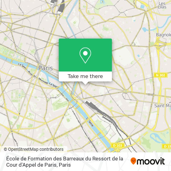 Mapa École de Formation des Barreaux du Ressort de la Cour d'Appel de Paris