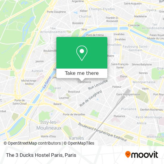 The 3 Ducks Hostel Paris map