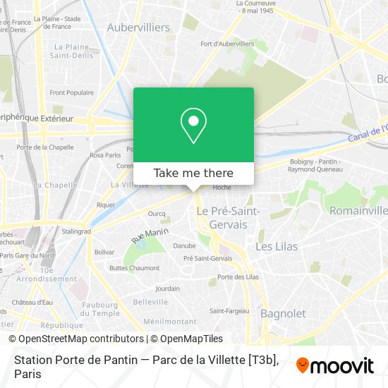 Station Porte de Pantin — Parc de la Villette [T3b] map