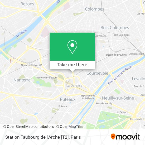 Mapa Station Faubourg de l'Arche [T2]
