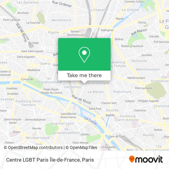 Mapa Centre LGBT Paris Île-de-France