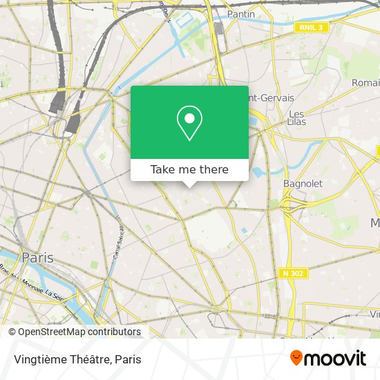 Mapa Vingtième Théâtre