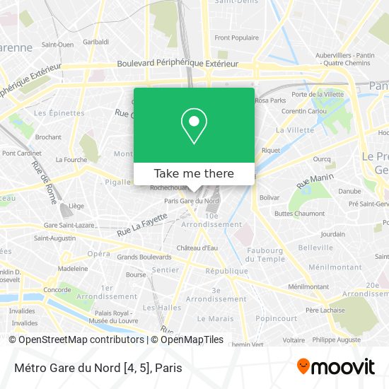 Mapa Métro Gare du Nord [4, 5]