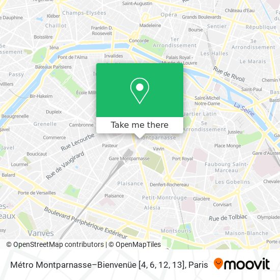 Métro Montparnasse–Bienvenüe [4, 6, 12, 13] map