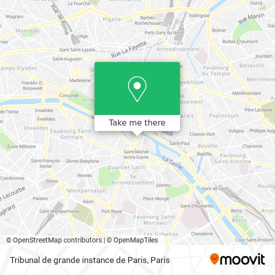 Mapa Tribunal de grande instance de Paris