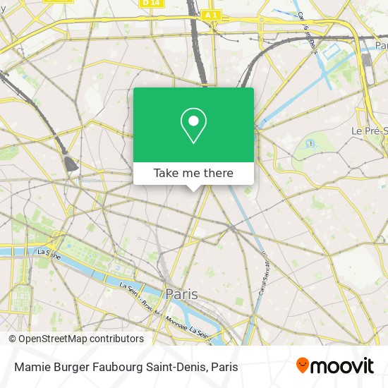Mapa Mamie Burger Faubourg Saint-Denis