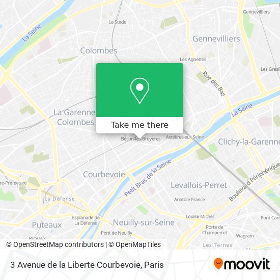 Mapa 3 Avenue de la Liberte Courbevoie