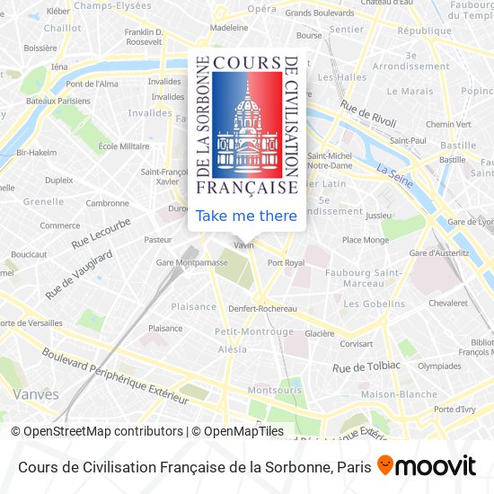 Cours de Civilisation Française de la Sorbonne map