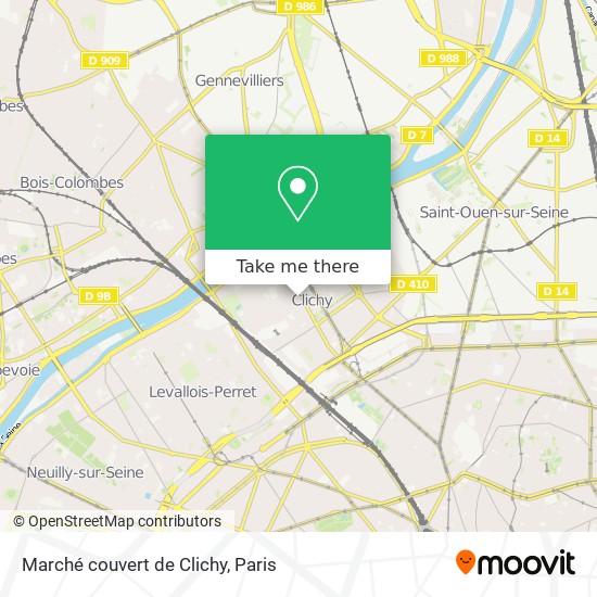 Mapa Marché couvert de Clichy