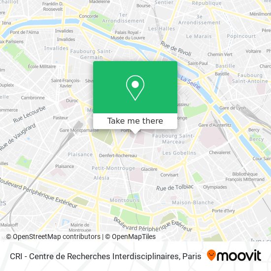 Mapa CRI - Centre de Recherches Interdisciplinaires