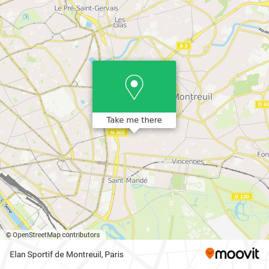 Mapa Elan Sportif de Montreuil