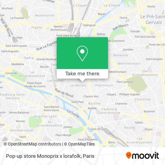 Mapa Pop-up store Monoprix x lorafolk