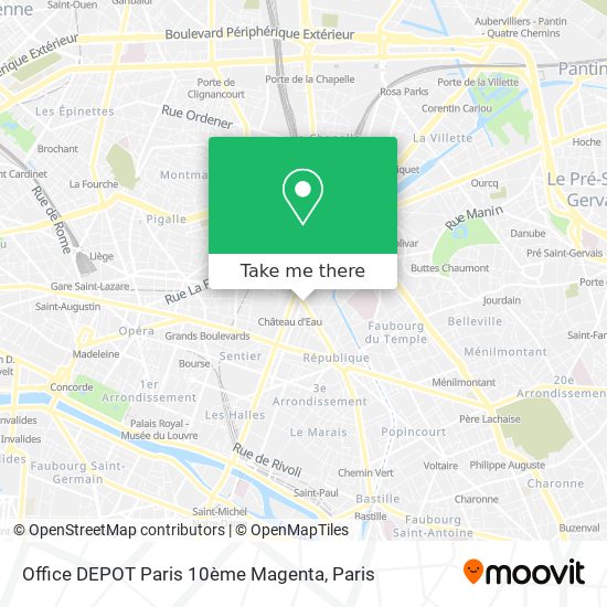 Mapa Office DEPOT Paris 10ème Magenta