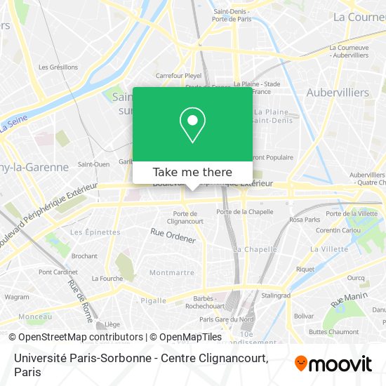 Mapa Université Paris-Sorbonne - Centre Clignancourt
