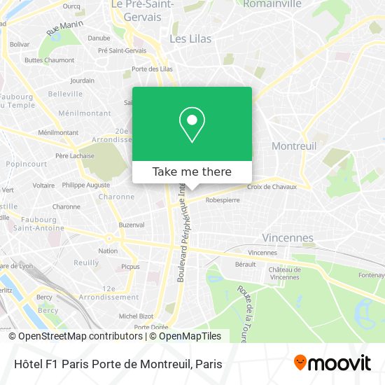 Hôtel F1 Paris Porte de Montreuil map