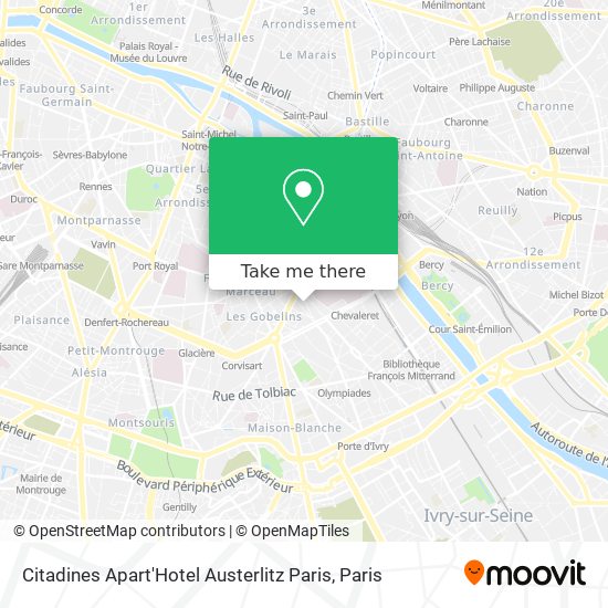 Mapa Citadines Apart'Hotel Austerlitz Paris