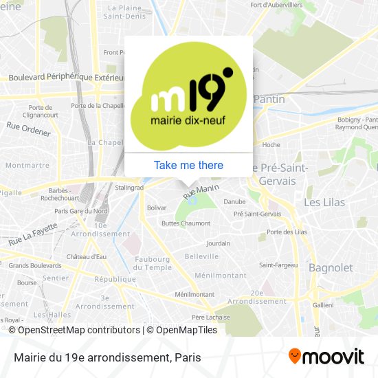 Mapa Mairie du 19e arrondissement