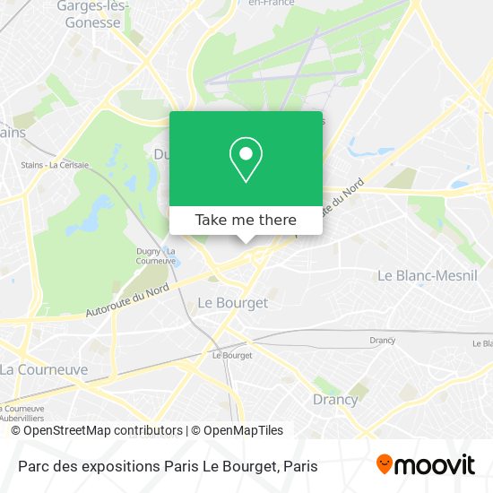 Mapa Parc des expositions Paris Le Bourget