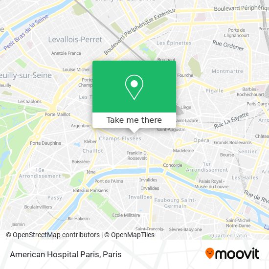 Mapa American Hospital Paris