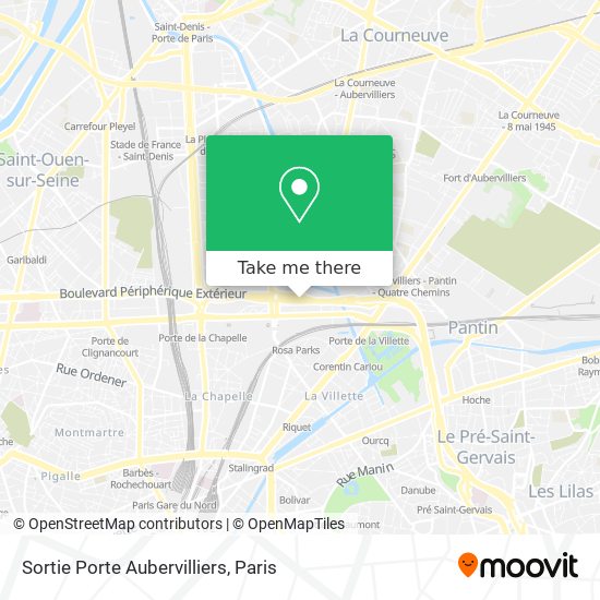 Sortie Porte Aubervilliers map