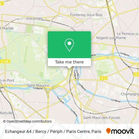 Mapa Echangeur A4 / Bercy / Périph / Paris Centre
