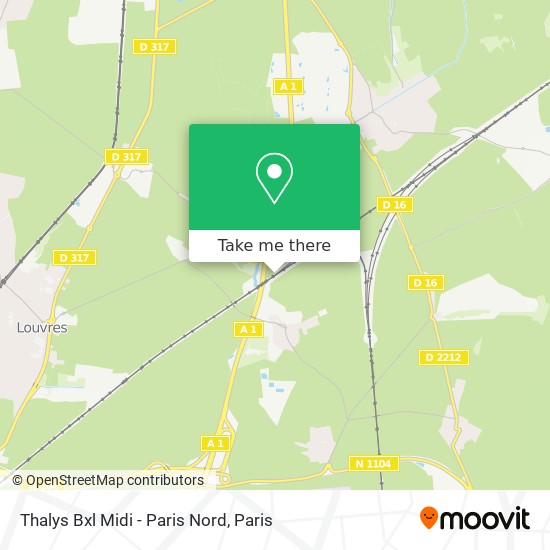 Thalys Bxl Midi - Paris Nord map