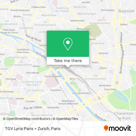 TGV Lyria Paris > Zurich map
