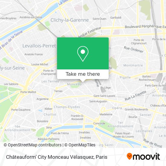 Mapa Châteauform’ City Monceau Vélasquez