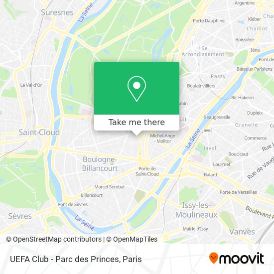 UEFA Club - Parc des Princes map
