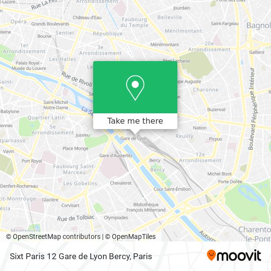 Mapa Sixt Paris 12 Gare de Lyon Bercy