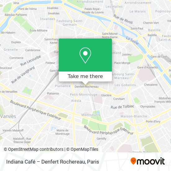 Mapa Indiana Café – Denfert Rochereau