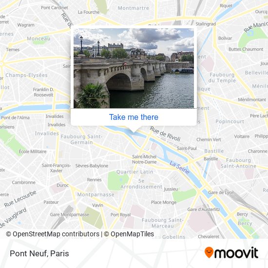 How to get to Pont Neuf in Paris by Metro, Bus, RER, Light Rail or