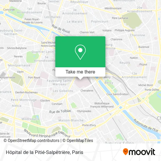 Mapa Hôpital de la Pitié-Salpêtrière