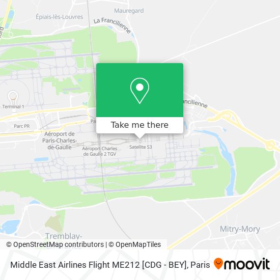 Middle East Airlines Flight ME212 [CDG - BEY] map