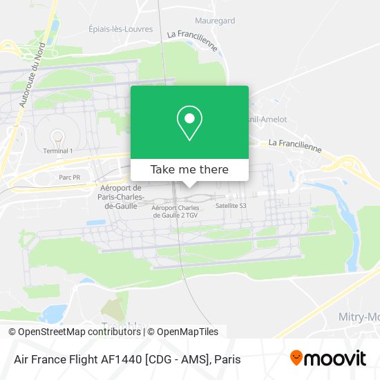 Mapa Air France Flight AF1440 [CDG - AMS]
