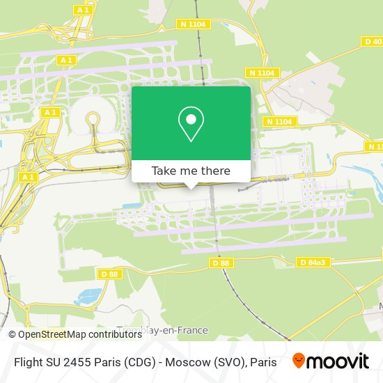 Flight SU 2455 Paris (CDG) - Moscow (SVO) map
