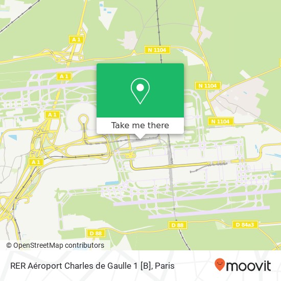 RER Aéroport Charles de Gaulle 1 [B] map