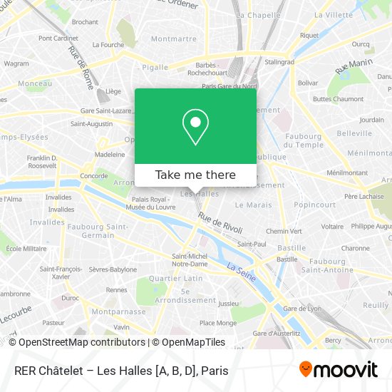 RER Châtelet – Les Halles [A, B, D] map