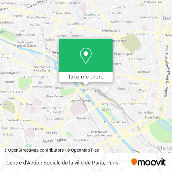 Mapa Centre d'Action Sociale de la ville de Paris