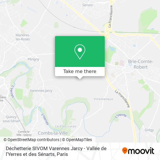 Mapa Déchetterie SIVOM Varennes Jarcy - Vallée de l'Yerres et des Sénarts