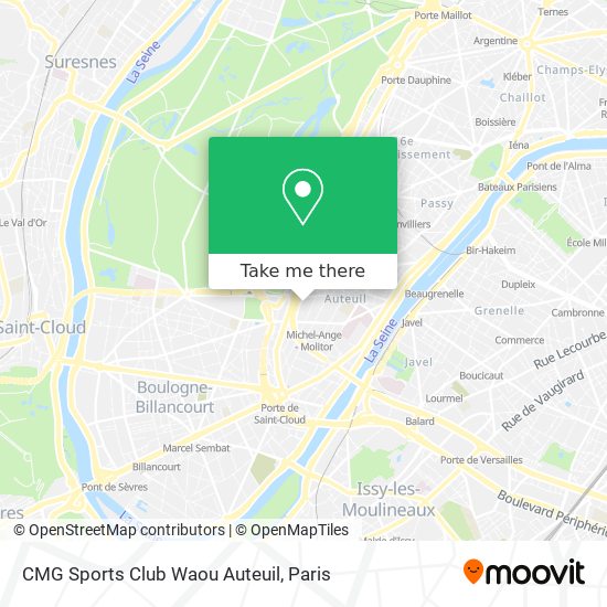 CMG Sports Club Waou Auteuil map