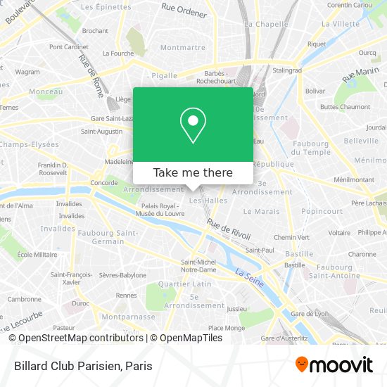 Mapa Billard Club Parisien