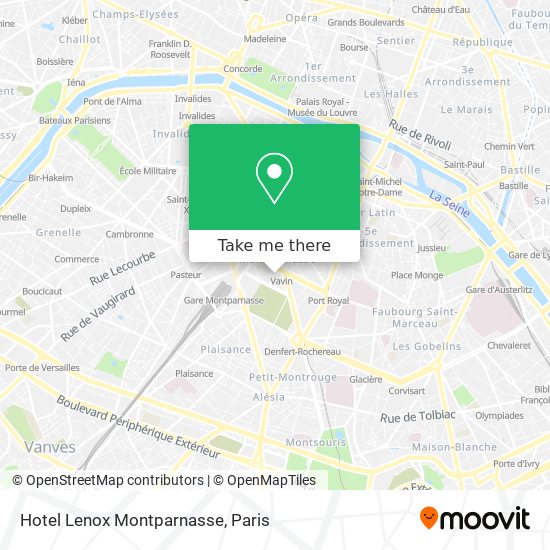 Mapa Hotel Lenox Montparnasse