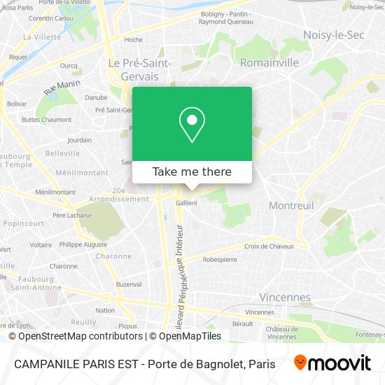 CAMPANILE PARIS EST - Porte de Bagnolet map
