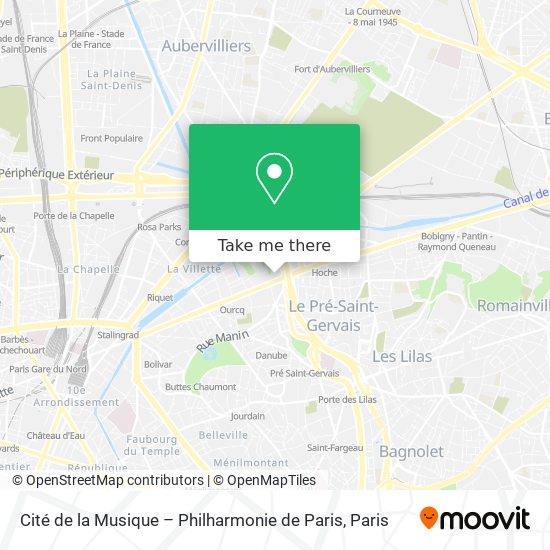 Mapa Cité de la Musique – Philharmonie de Paris