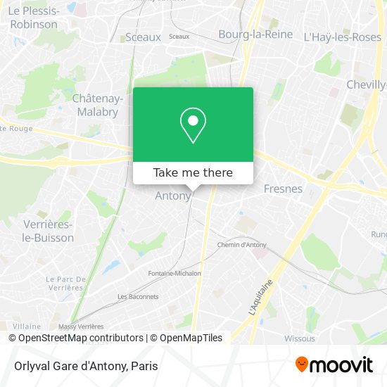 Mapa Orlyval Gare d'Antony