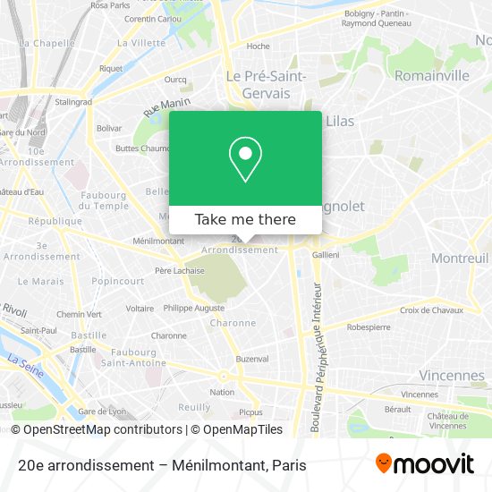 Mapa 20e arrondissement – Ménilmontant