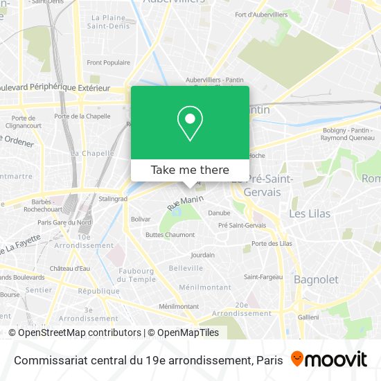 Commissariat central du 19e arrondissement map