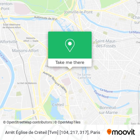 Mapa Arrêt Église de Créteil [Tvm] [104, 217, 317]