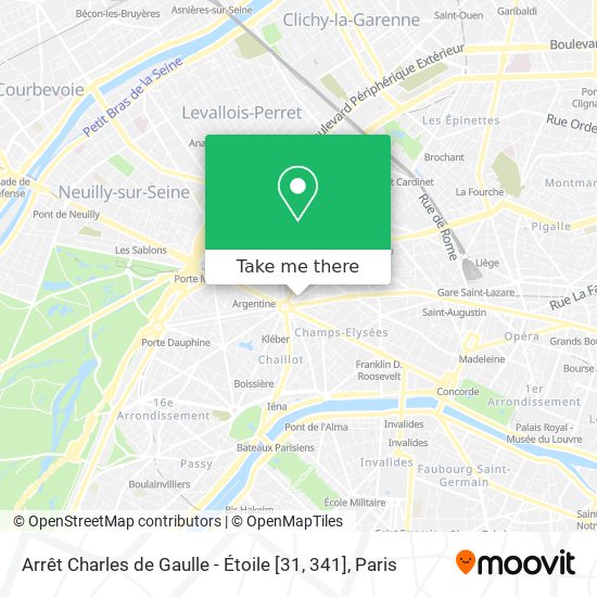 Mapa Arrêt Charles de Gaulle - Étoile [31, 341]
